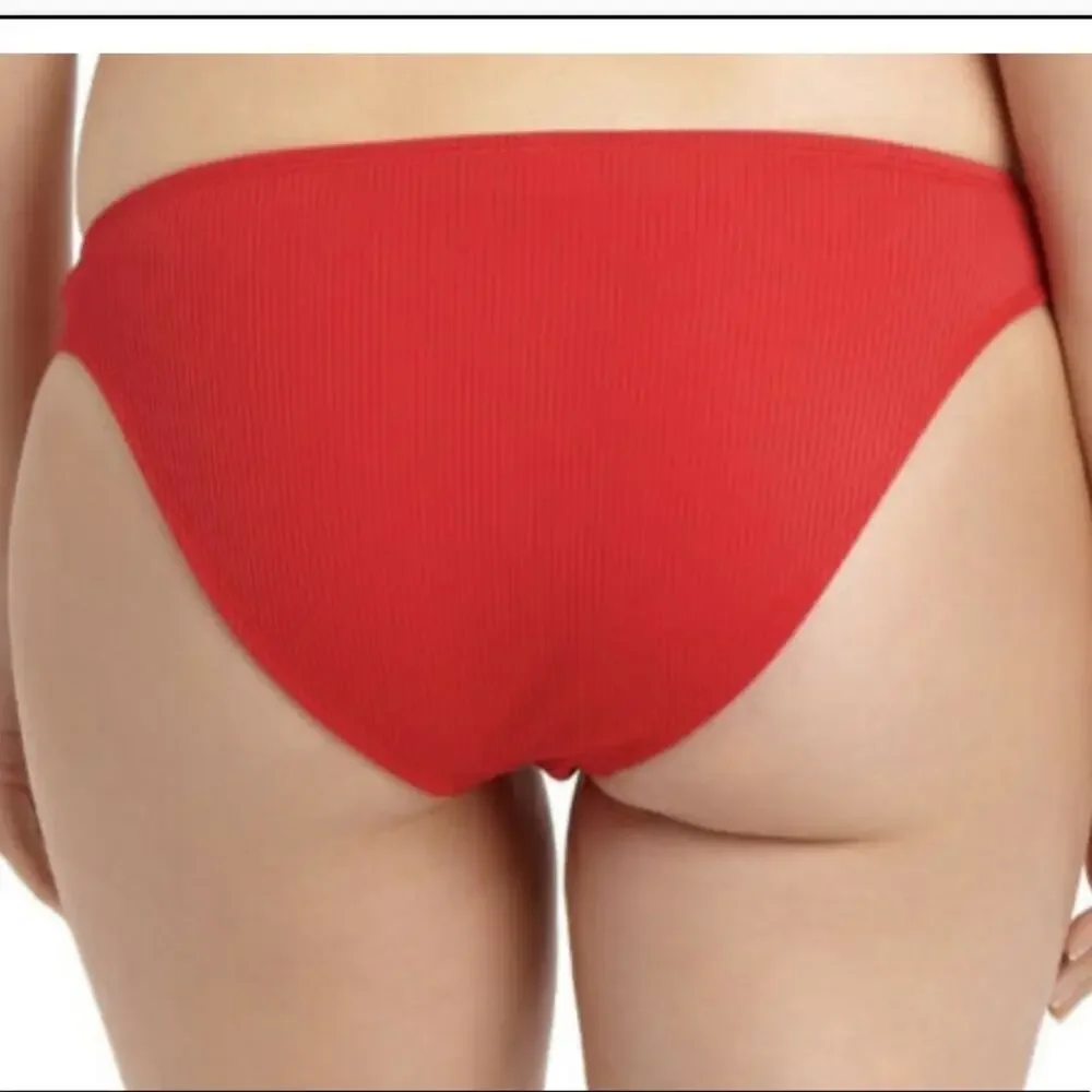 California Waves RED Ribbed Bikini Swim Bottom